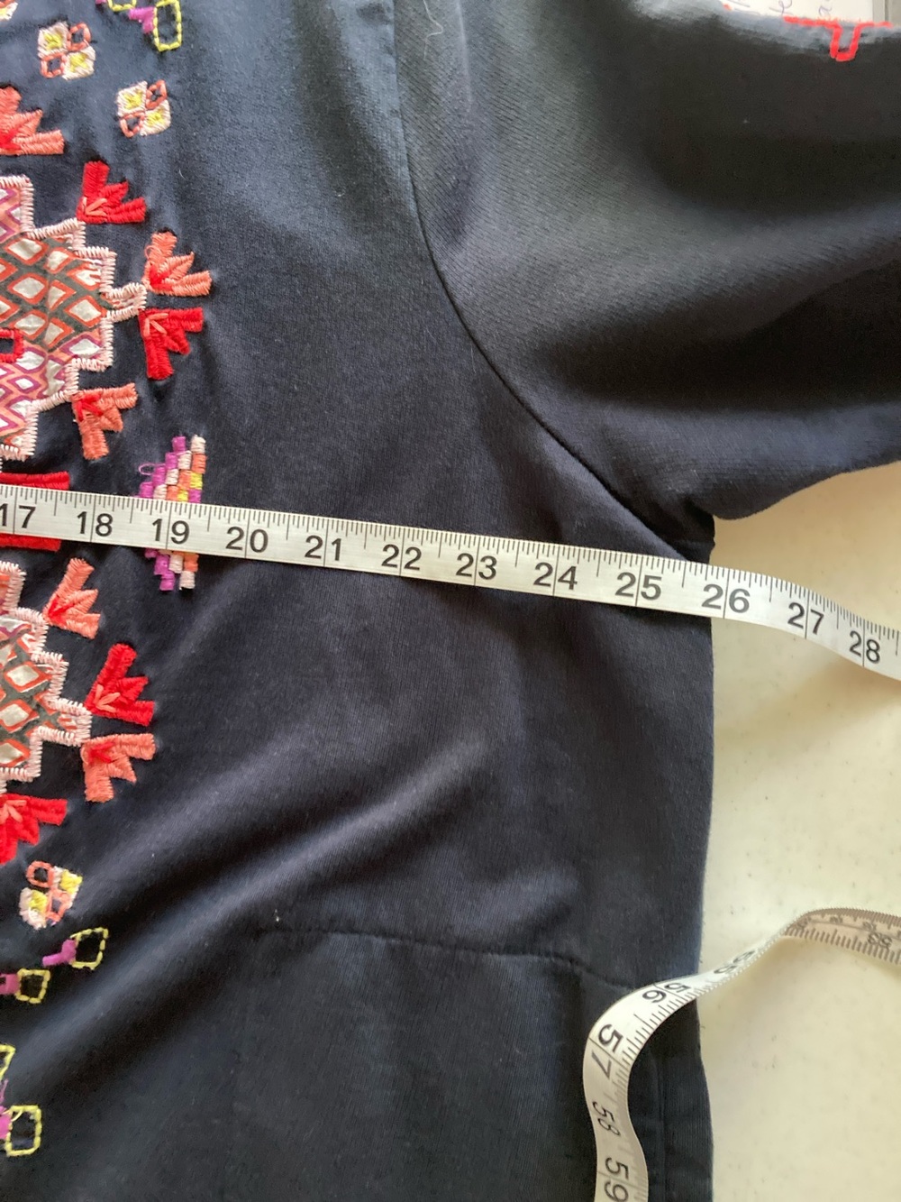 Lucky Brand Navy Cardigan with Multicolor Geometric Embroidery - Picture 10 of 11